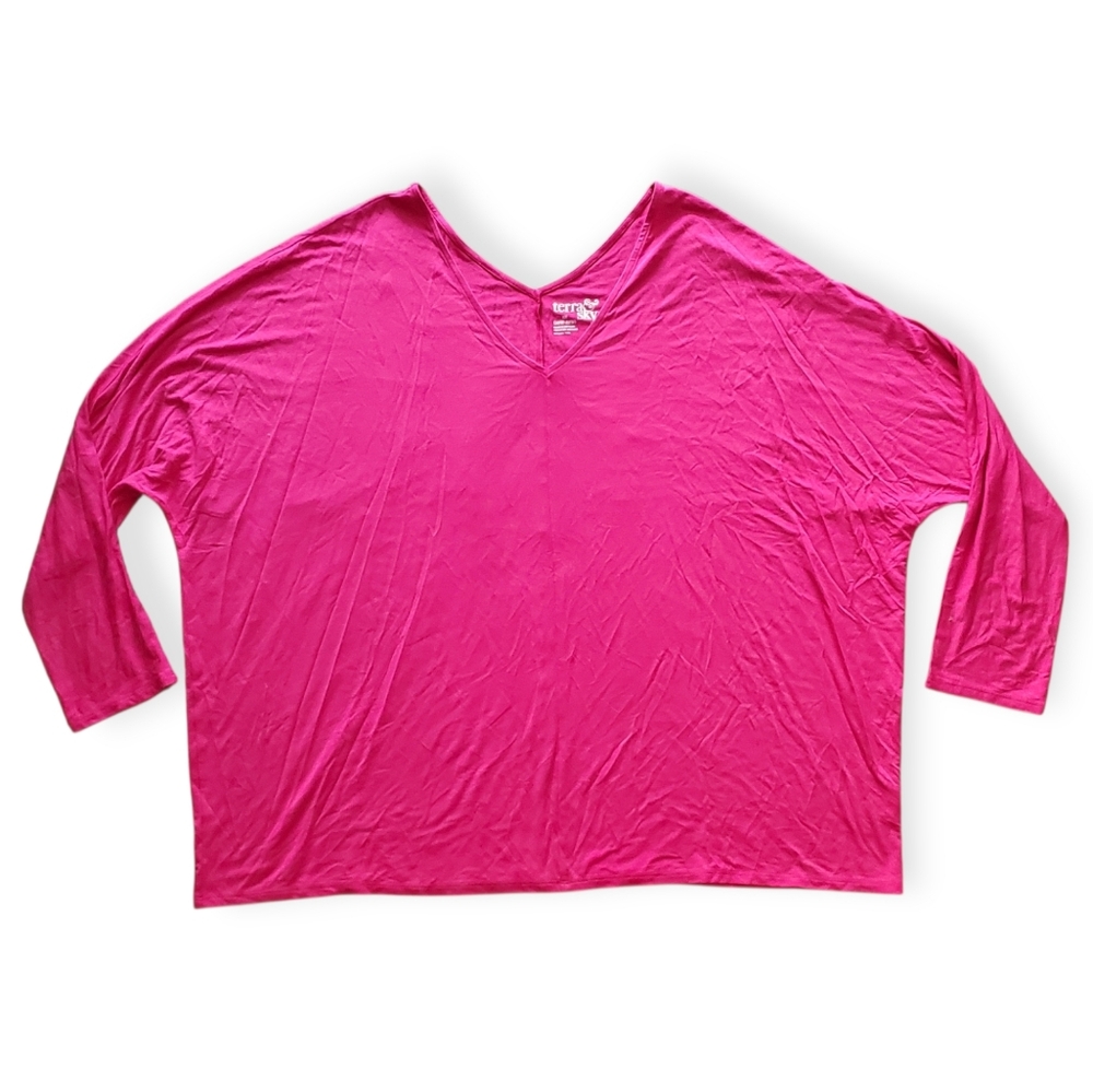 Terra & Sky Fuchsia Off the Shoulder Long Sleeve Top